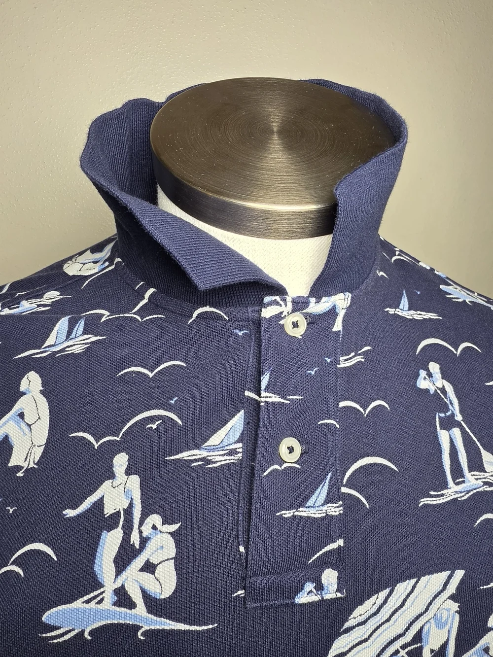 Polo by Ralph Lauren Navy Blue Surf-Print Polo